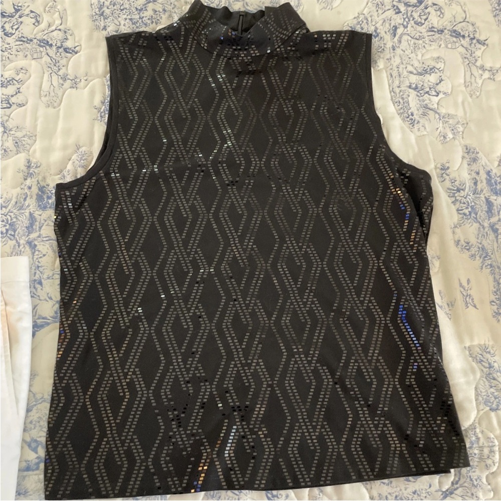St. John Evening Embellished Black Top Sleeveless Women's EUC